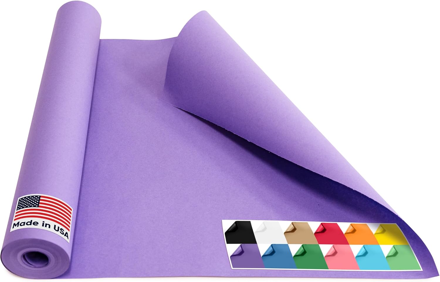 USA Made 18" x 1200" Lilac Kraft Paper Roll, 45 lbs Thickness, American Quality Colored Kraft Paper for School, Arts & Crafts, Bulletin Board - Odorless, Non-Toxic, Safe for Kids 1 Roll 18"W x 1200"L Lilac