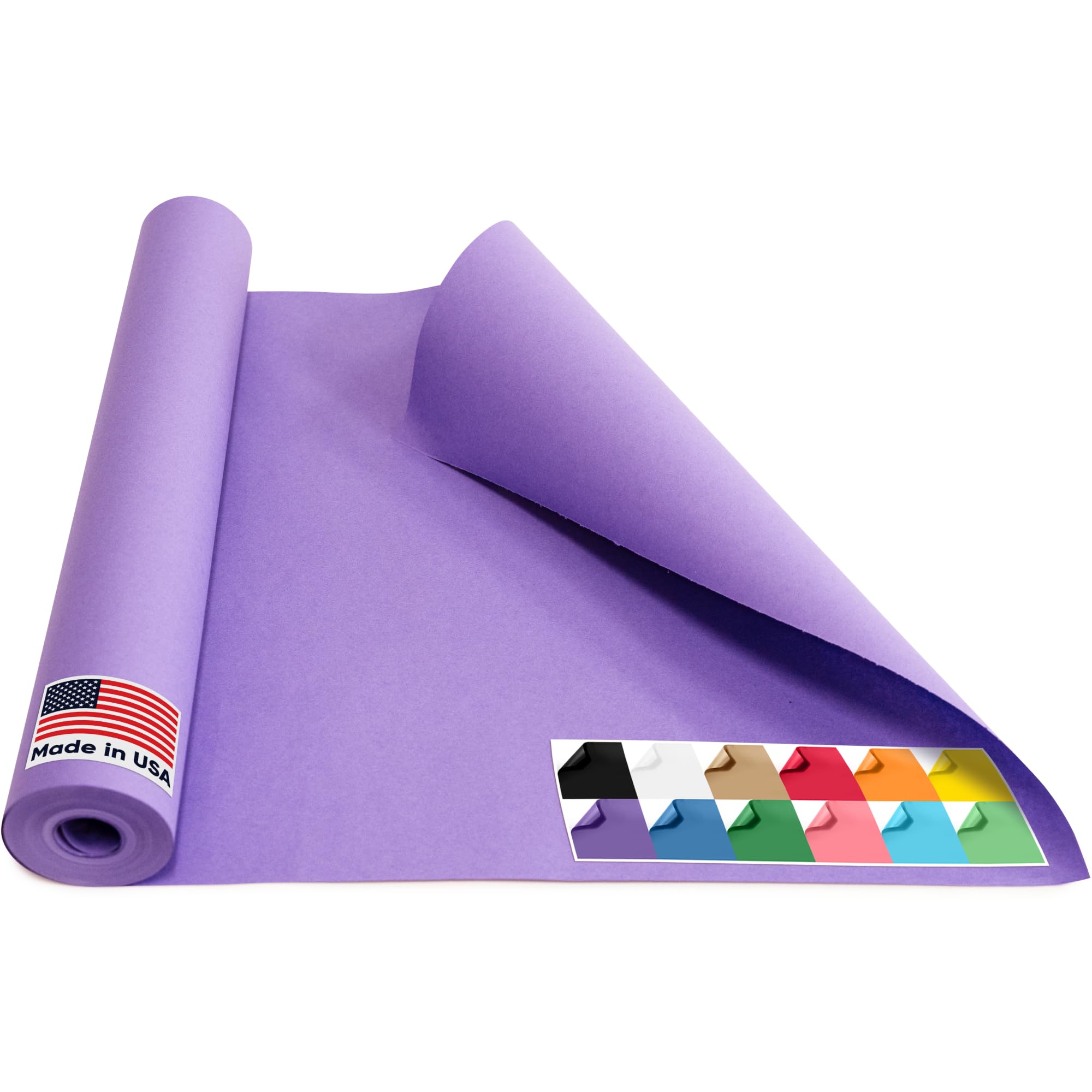USA Made 18" x 1200" Lilac Kraft Paper Roll, 45 lbs Thickness, American Quality Colored Kraft Paper for School, Arts &amp; Crafts, Bulletin Board - Odorless, Non-Toxic, Safe for Kids