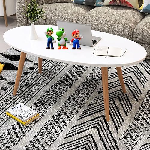 Miniatura 2 de MyHarney Mesa de centro ovalada moderna de mediados de siglo, mesa de centro de madera, mesa de centro moderna para sala de estar, muebles pequeños