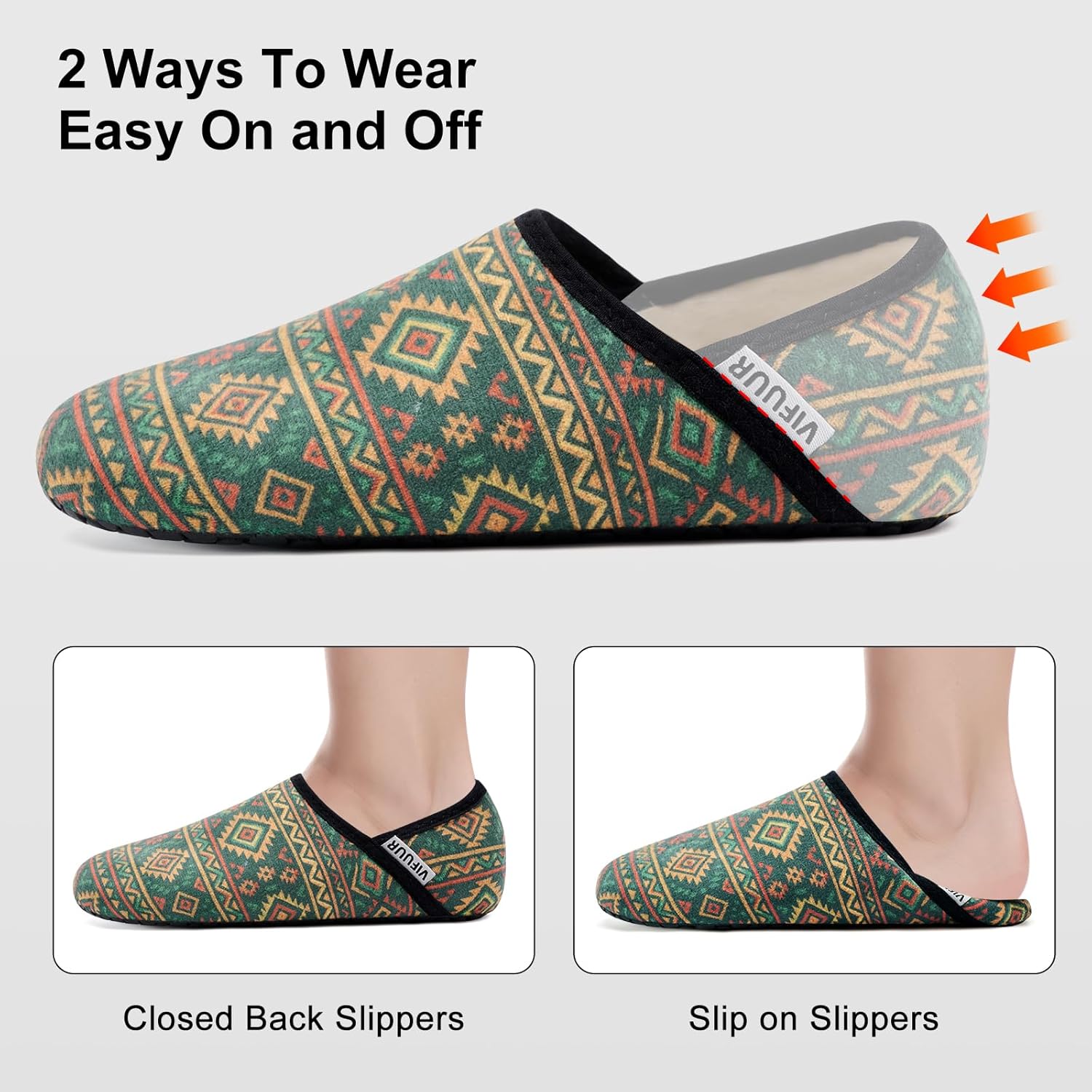 VIFUUR House Slippers for Women Men Slip on Indoor Barefoot Slipper Socks Fuzzy Cozy Sock Shoes for Home Bedroom Travel - Image 2