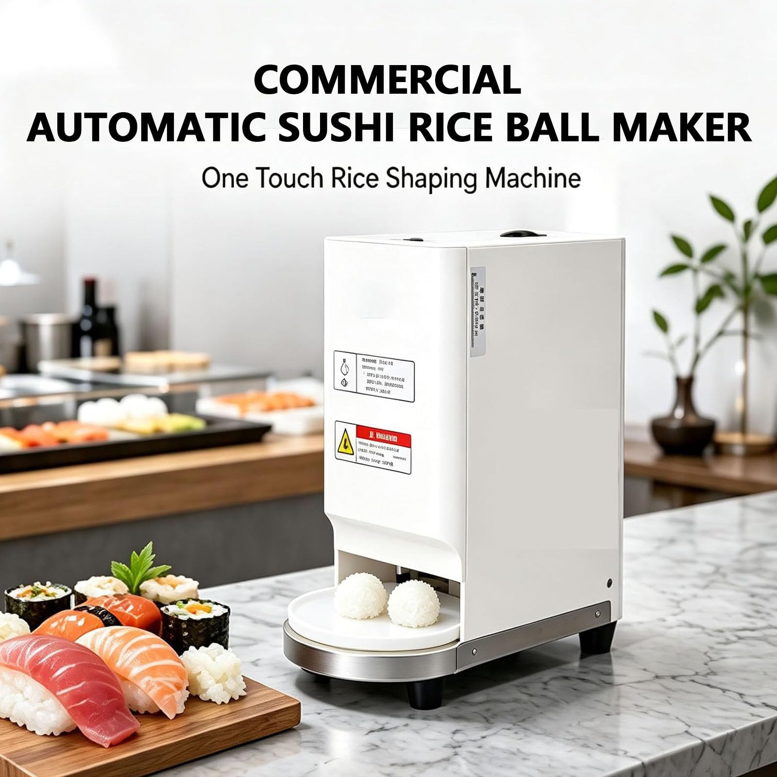 Máquina Comercial para Hacer Nigiri Sushi, 18 g de arroz, firmeza Ajustable, Moldeado automático del arroz, Alto Volumen de producción, Plato Giratorio, sensores Inteligentes.