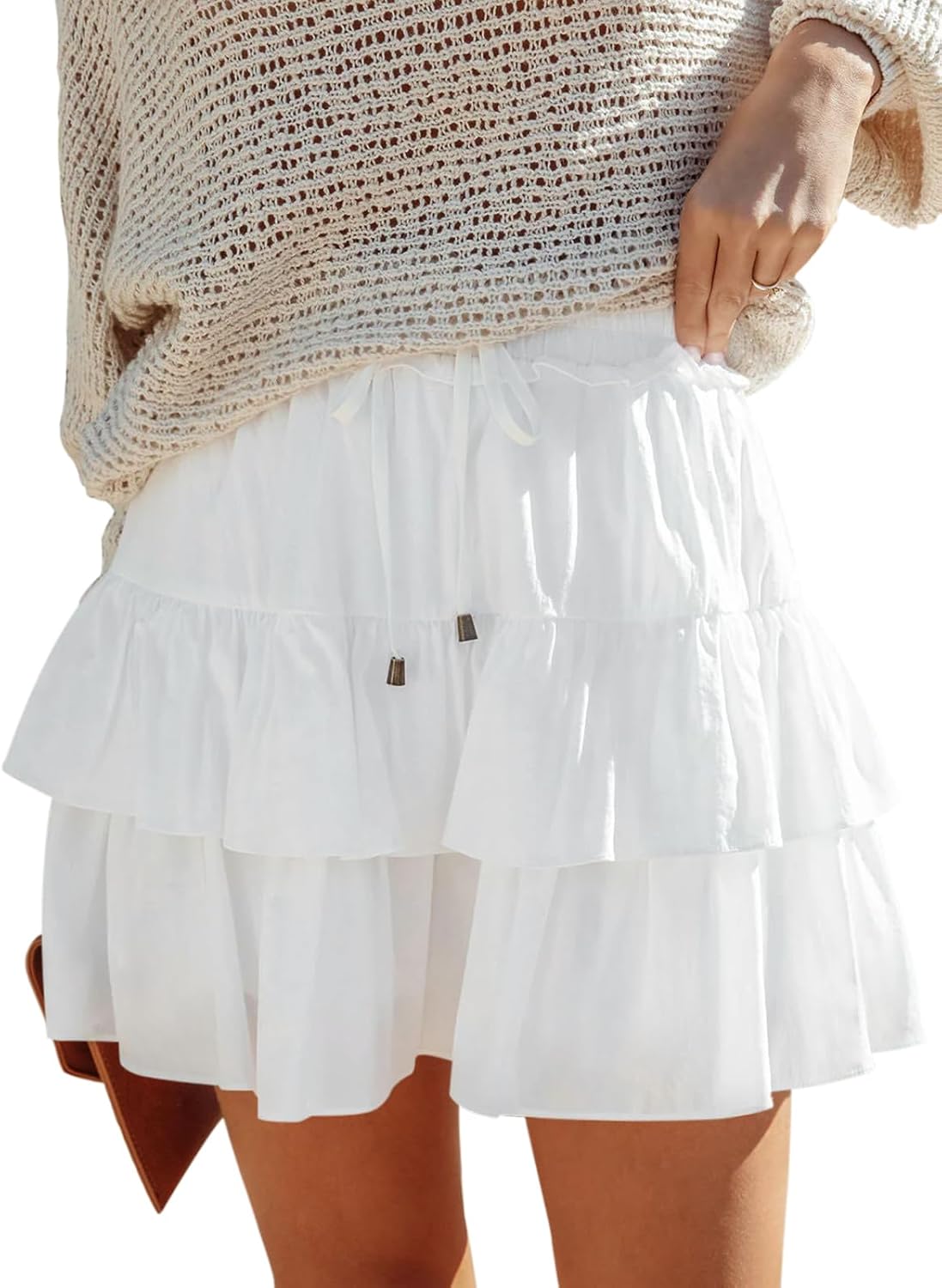 Flowy Shorts for Women Boho Ruffled Tiered Skorts Casual High Waist Mini Skirts Ten...