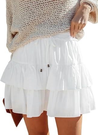 Aoudery Flowy Shorts for Women Boho Ruffled Tiered Skorts Casual High Waist Mini Skirts Tennis Golf Comfy Shorts 2026