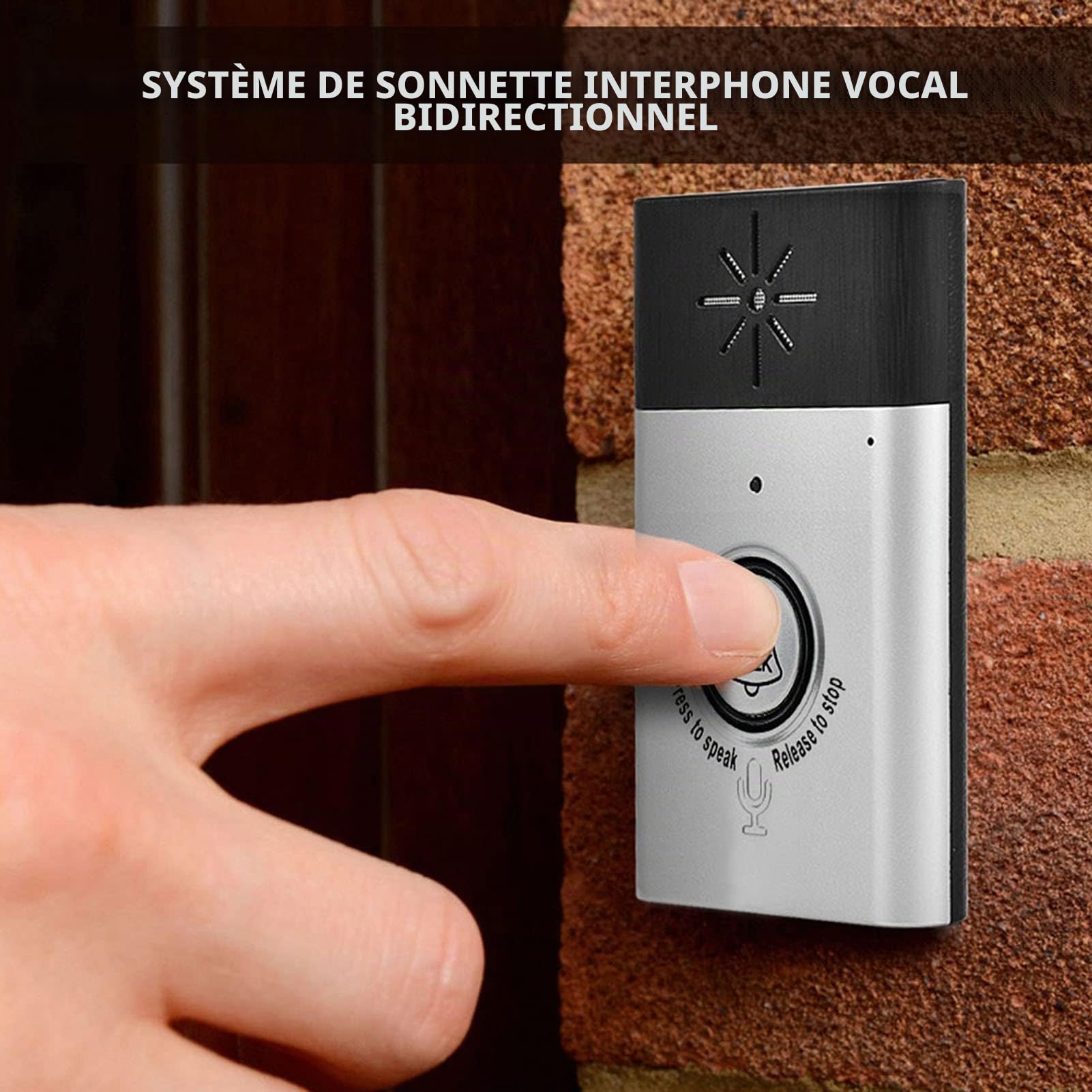 Sonnette et Interphone Vocal Portable 2,4 GHz sans Fil, Système D'interphone avec Installation Facile pour la Sécurité du Bureau à Domicile