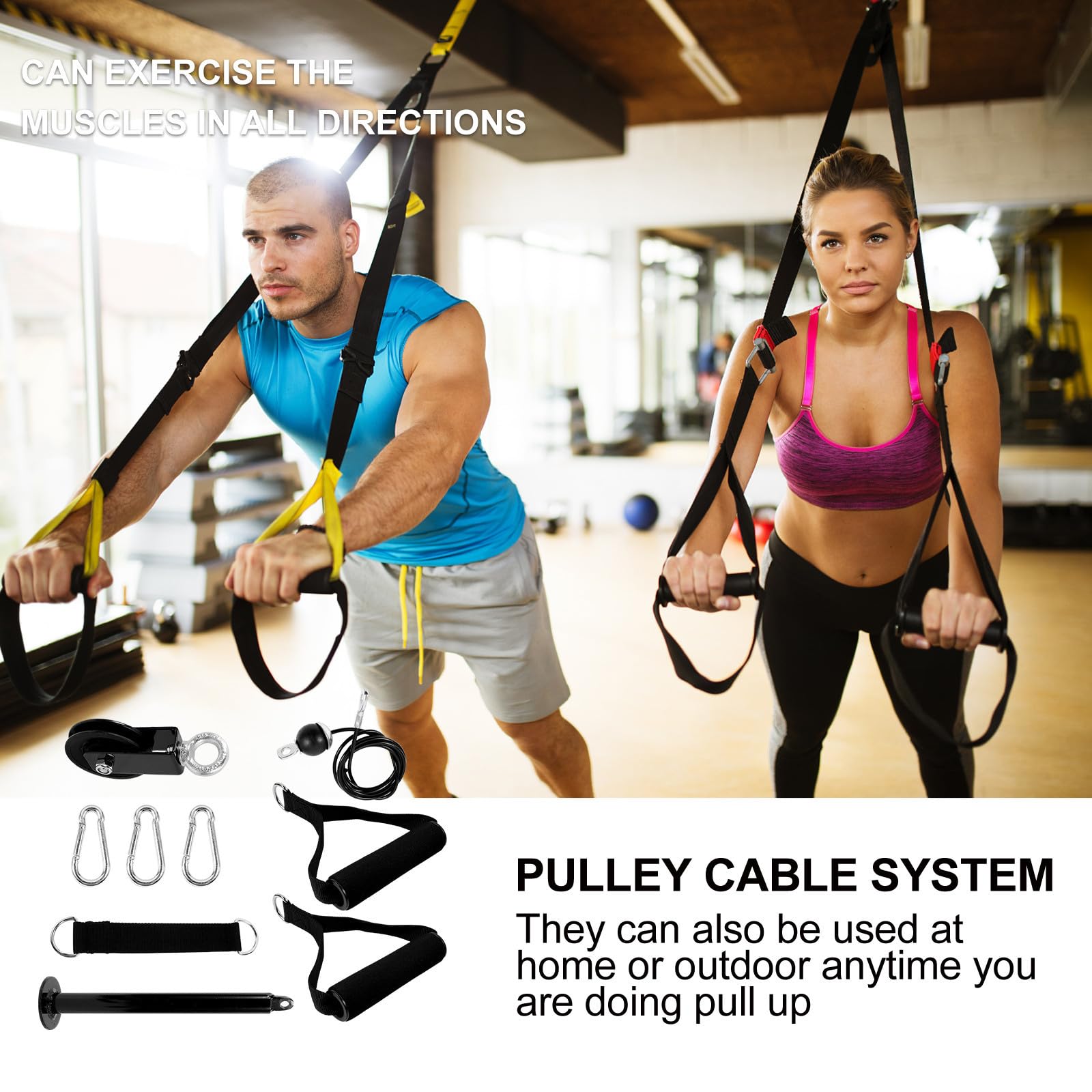 Kit de Polea de Cable Negro para Entrenamiento Muscular, en Casa Metal