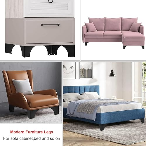 Miniatura 4 de Juego de 4 patas de metal moderno para muebles de 3.9 in con tornillos de montaje, patas de repuesto para muebles, muebles, muebles, muebles,