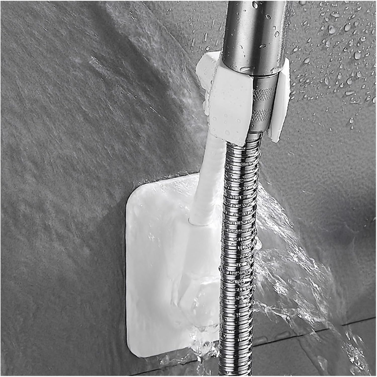 360 Degree Adjustable Shower Head Rack Bracket Wall Mounted Hook Showerhead Holder Base Shelf Bathroom Bath Accessory(White)