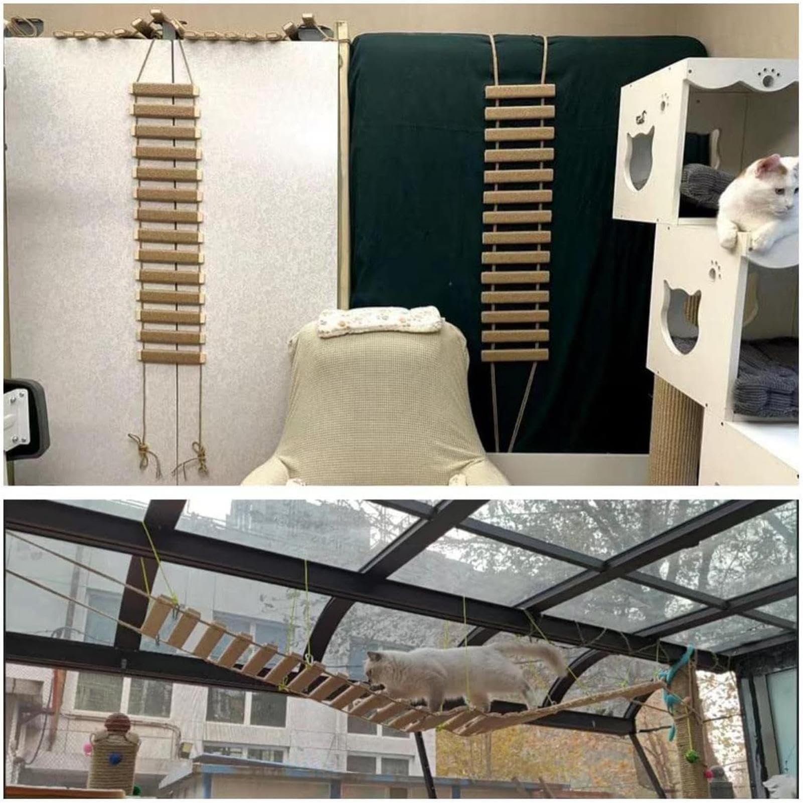 Indoor Katzenleiter 102 cm Kratzbedarf Für Kätzchen | Senioren Katzen Wandregale für Haustiereltern Wohnung Schlafzimmer Wohnzimmer Arbeitszimmer Balkon Tierärzte Tierheime
