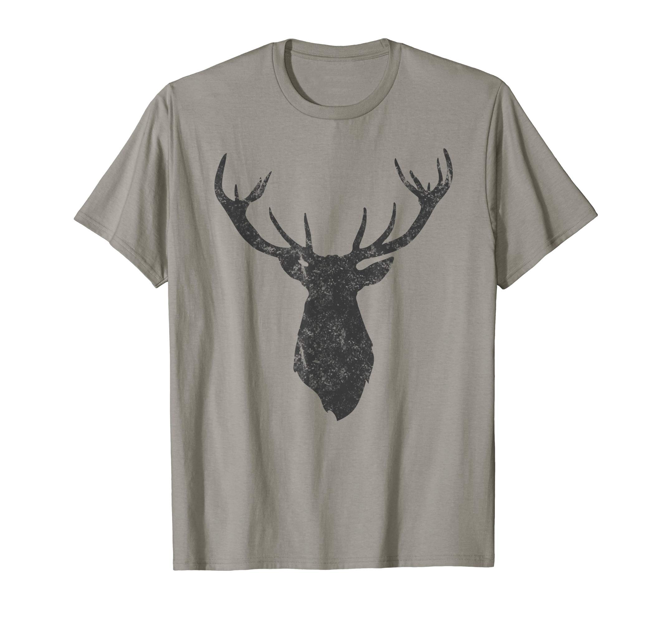 Buck Stag Deer Head Antlers Charcoal Silhouette Art T-ShirtOEKO-TEX STANDARD 100
