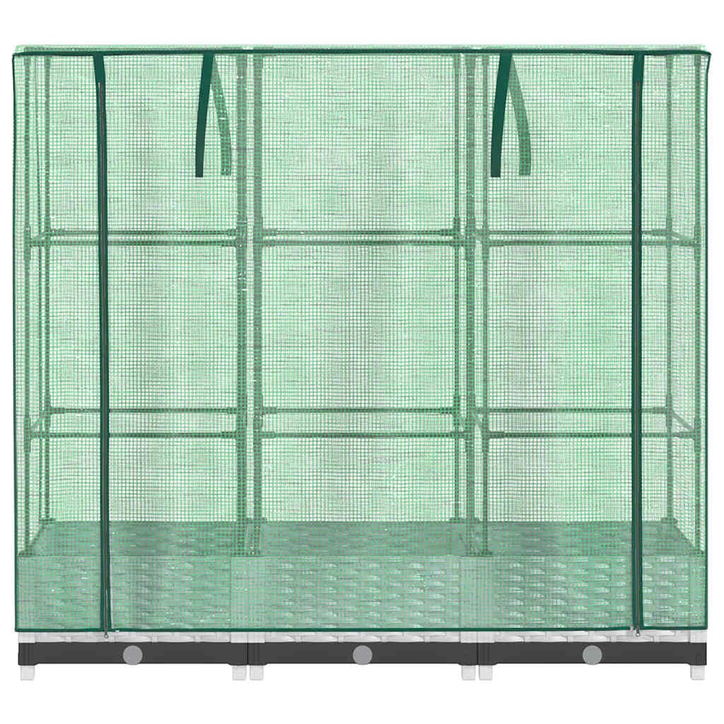 Jardinera con accesorio de invernadero en aspecto de ratán 120 x 40 x 123 cm, marco de hierro estable, cubierta impermeable, ideal para jardín, balcón, terraza, versátil como maceta y