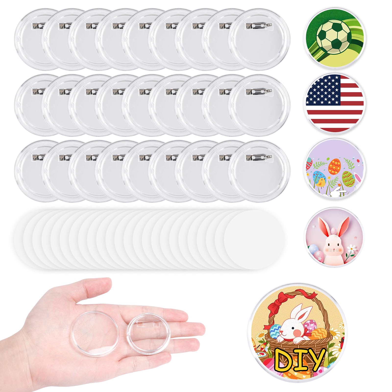 Badge Making Kit 25Pcs DIY Acrylic Button Pin Badge Clear Craft Button ...