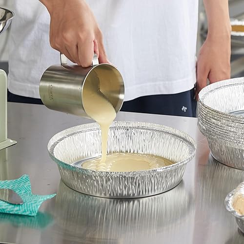 Vista 19 de CURTA Sartenes redondos de papel de aluminio de 7 pulgadas con tapas transparentes, resistentes, ideales para asar, hornear, almacenamiento, asar