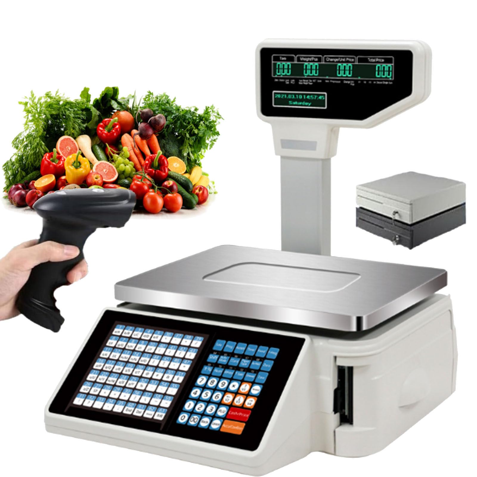 SaryEdge Digital Price Label Printing Scale with Thermal Label Printer,Commercial Digital Scale with LCD Display,Food Retail Store,Supermarket Product Weighing,D,D
