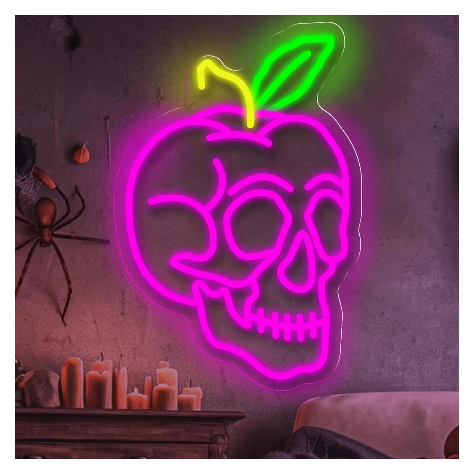 RONGCH Hanging Art Signs Halloween Neon Sign USB Dimmable Ghost for Festival Spooky Room Party Haunted House Store Decoration(V)