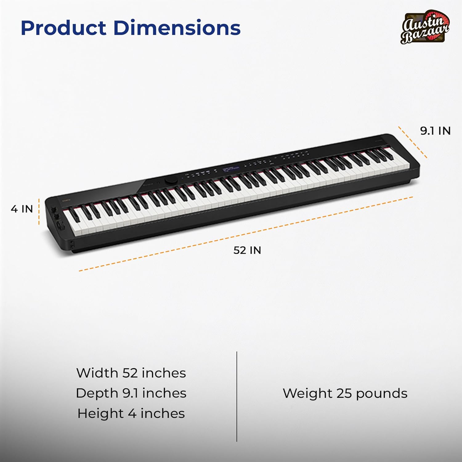 Casio Privia PX-S3100 Digital Piano - Black Bundle with Adjustable Stand, Bench, Headphones, Instructional Book, Online Lessons, Instructional DVD, and Austin Bazaar Polishing Cloth