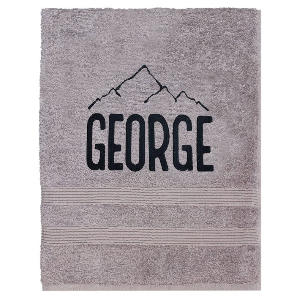 TeddyT's Personalised Silver Grey Mountains Towel (Bath Towel)