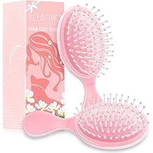 NICEMOVIC Mini Wet Hair Brush 2 Pack, Bachelorette Party Favors, Small Travel Hair Brush for Girls Toddler Kids Women, Stocking Stuffers for Girls Women, Bridesmaid Gifts, Spa Party Supplies (Pink)