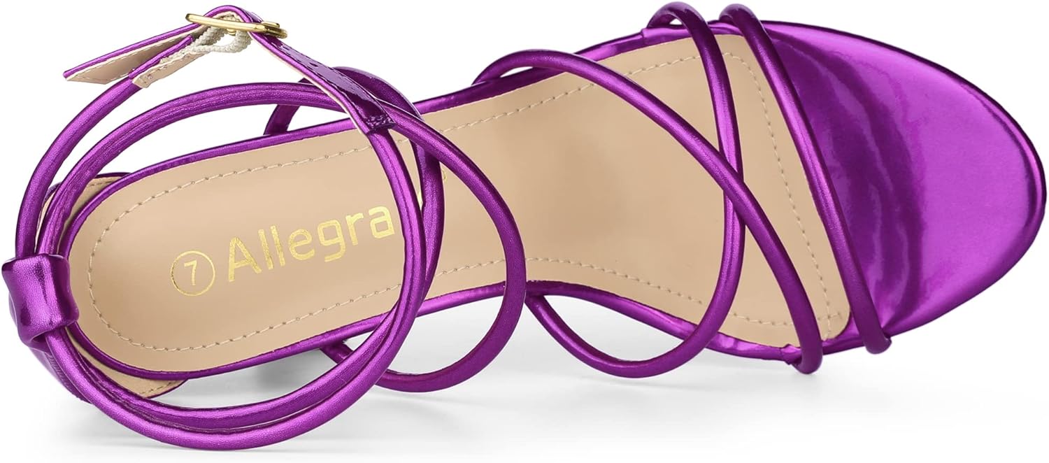 Allegra K Women's Open Toe Strappy Straps Stiletto Heel Purple Sandals 10 M US - Image 4