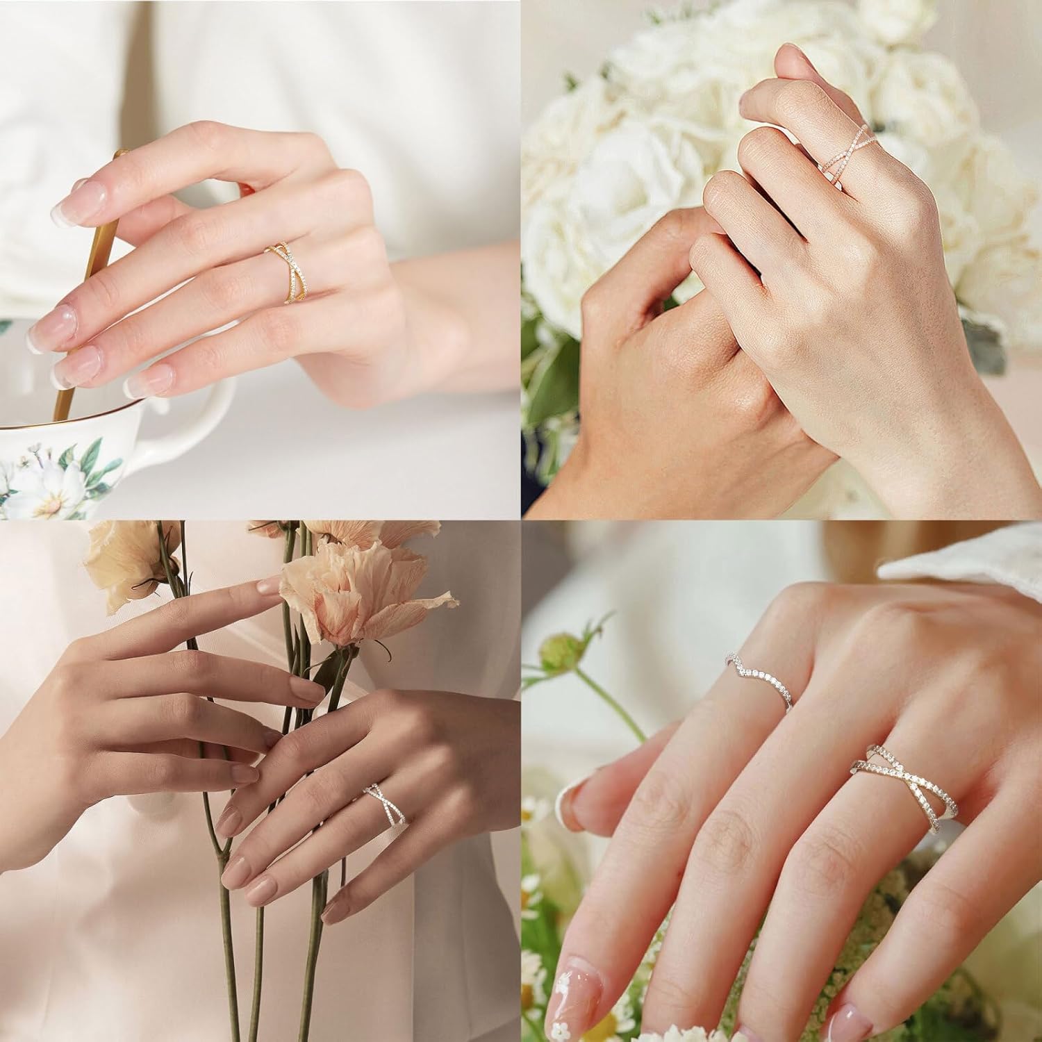 SMILEST Moissanite Criss Cross Wedding Band for Women, 1.5mm Lab Created Moissanite Stackable Rings 925 Sterling Silver X Wedding Band Promise Rings for Her