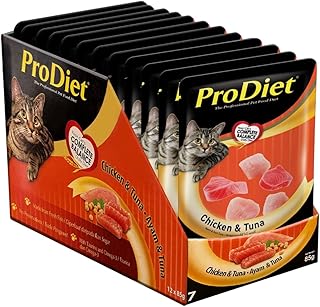 ProDiet Cat Wet Food for Adult (1 + Years), Chicken &amp; Tuna Flavour for Healthy Skin and Muscle Development (Pack of 12)