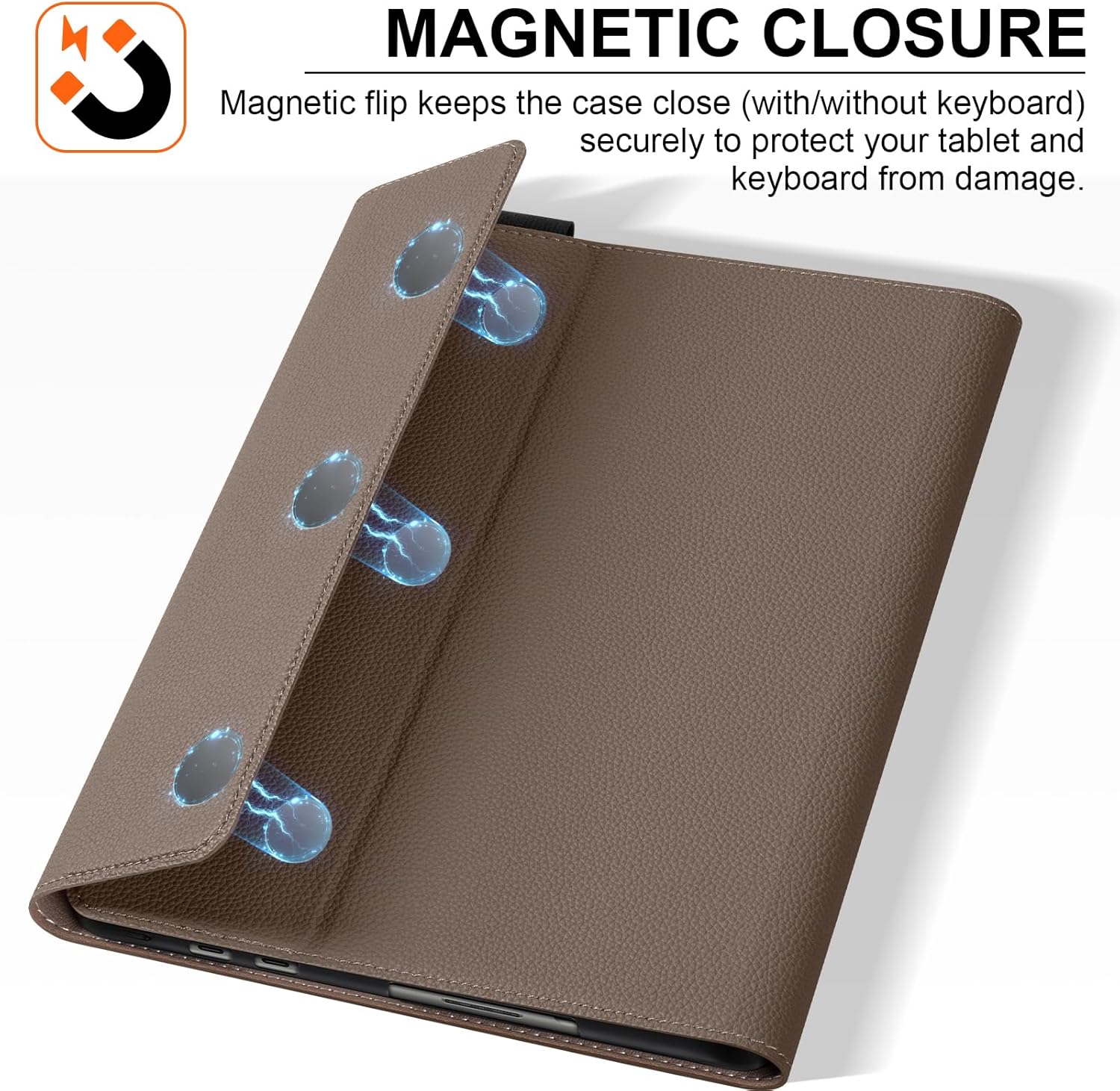 Microfiber Leather Case for Microsoft Surface Pro 8 13-inch | Protective Shell | Pencil Holder | Compatible w/Keyboard | 2021 Model | Gray Brown