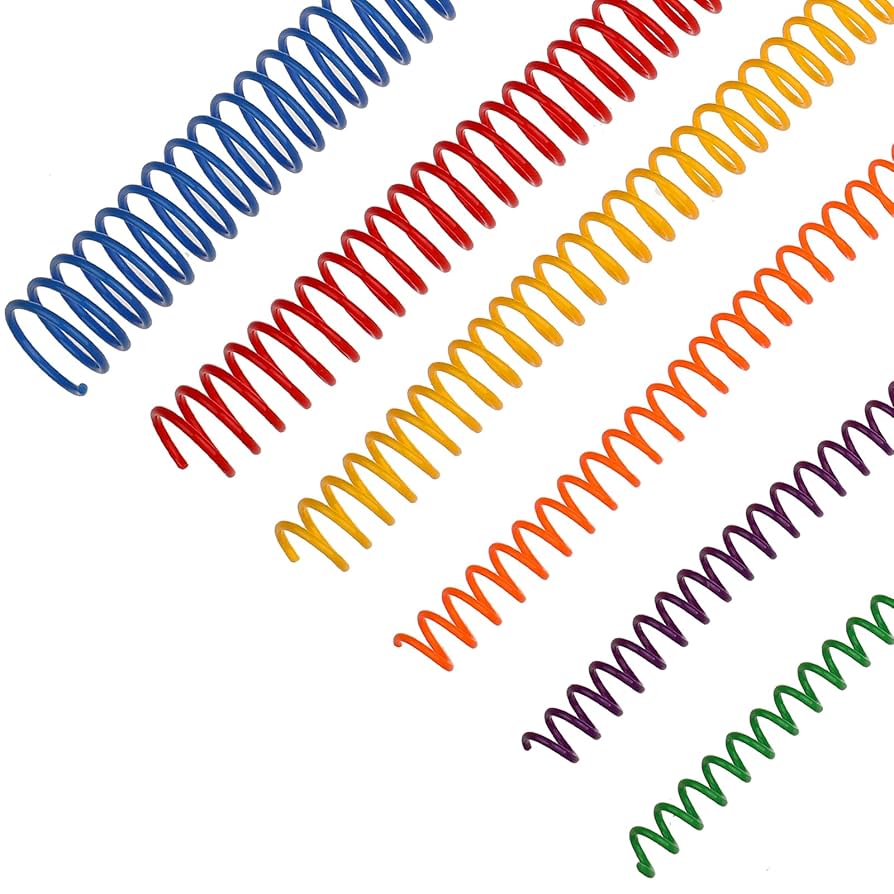 120 Packs Spiral Binding Coils Plastic Binder Binding Spirals Rings Multi Size Spiral Binding Wire Combs Spines Coils, 4:1 Pitch Colorful Binding Spirals, 1/4 5/16 3/8 1/2 5/8 3/4 Inch (Multicolor): Binding Machines & Accessories