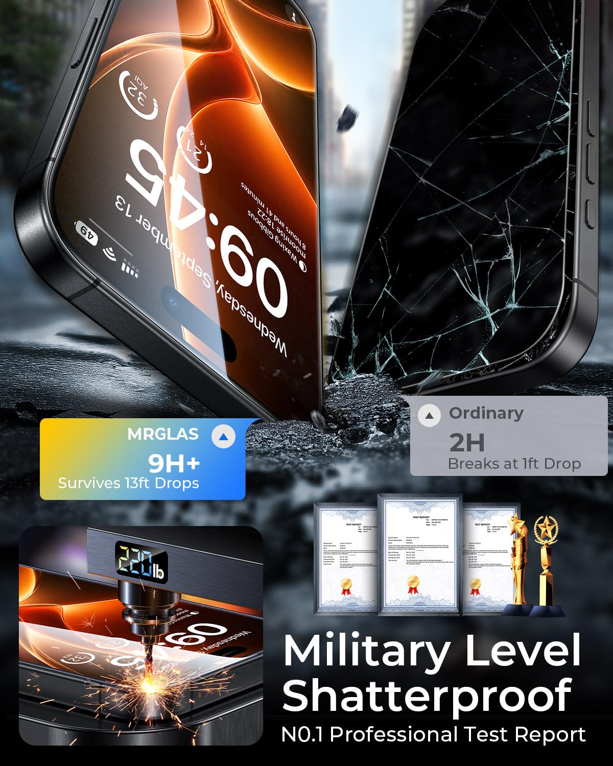 MRGLAS TOP 9H+ Lot de 2 protecteurs d'écran de confidentialité pour iPhone