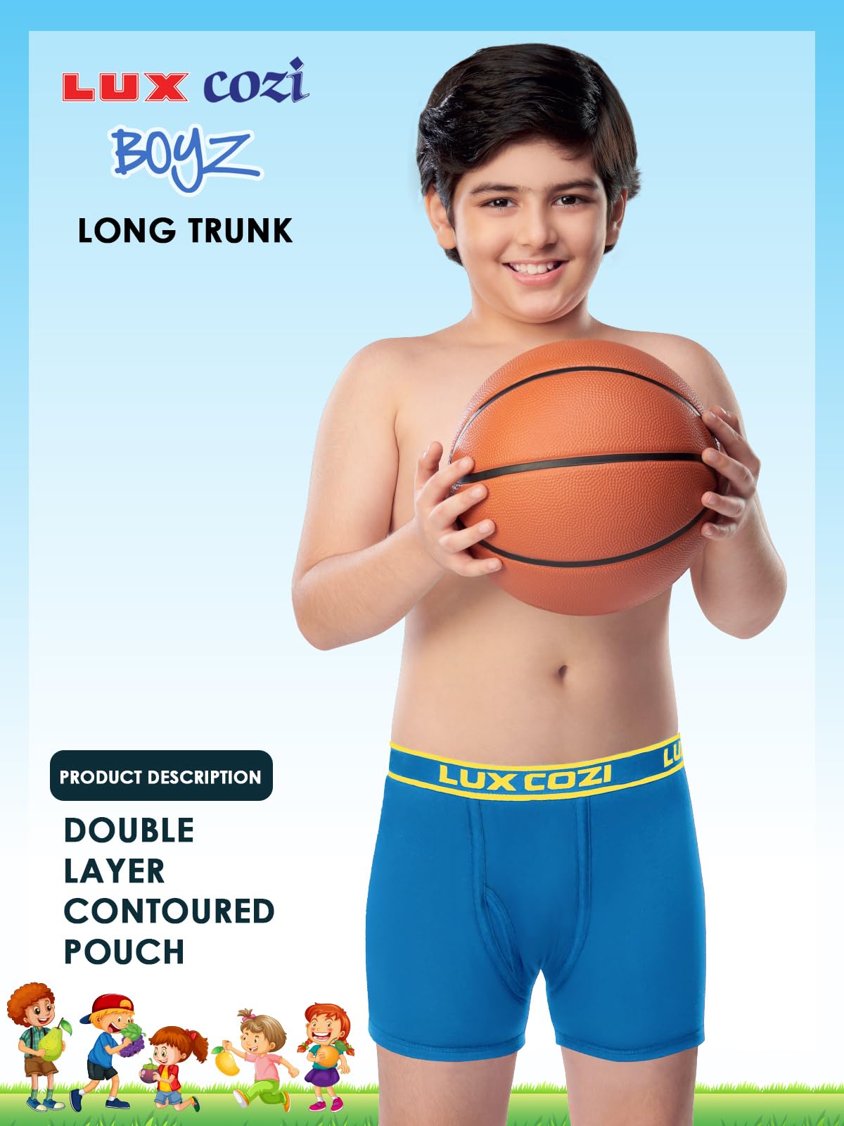 Lux Cozi Boy's Pack of 6 Super Combed Cotton Outer Elastic Solid Trunk with Ultra Soft Waistband (Size : 65cm) Multicolour - Image 4 thumbnail