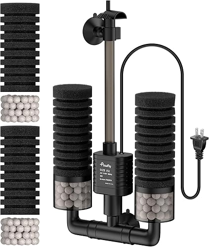 Pawfly Filtro de esponja para acuario, filtro de tanque de peces de 70 GPH, filtro sumergible de 3 W para acuario pequeño con bomba de agua, espumas