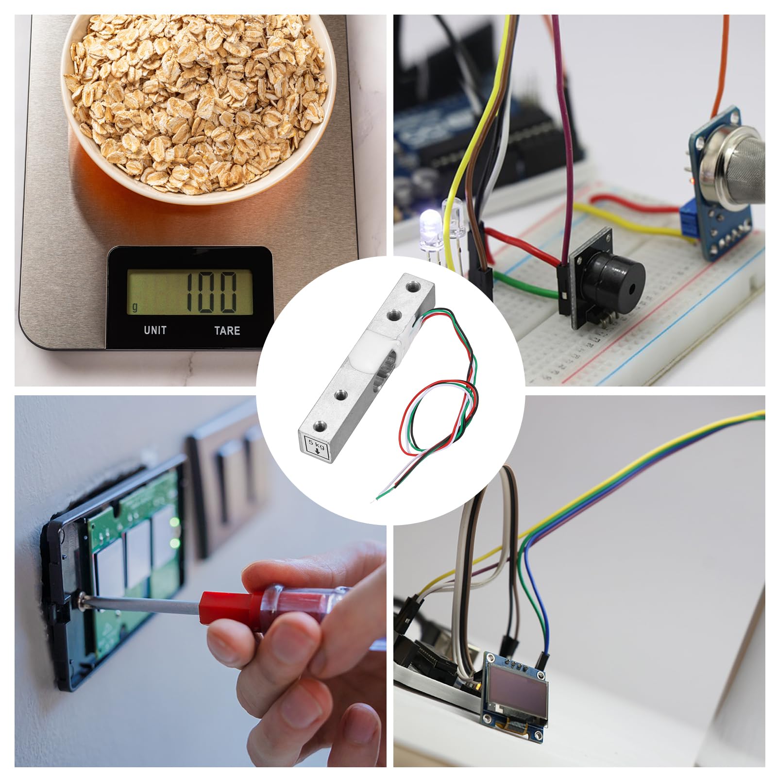 QUARKZMAN Cyfrowy czujnik wagi do ładowania 5 kg Moduł HX711 24-bitowy czujnik ważenia A/D dwukanałowy 20x33mm do DIY przenośna elektroniczna waga kuchenna zestaw
