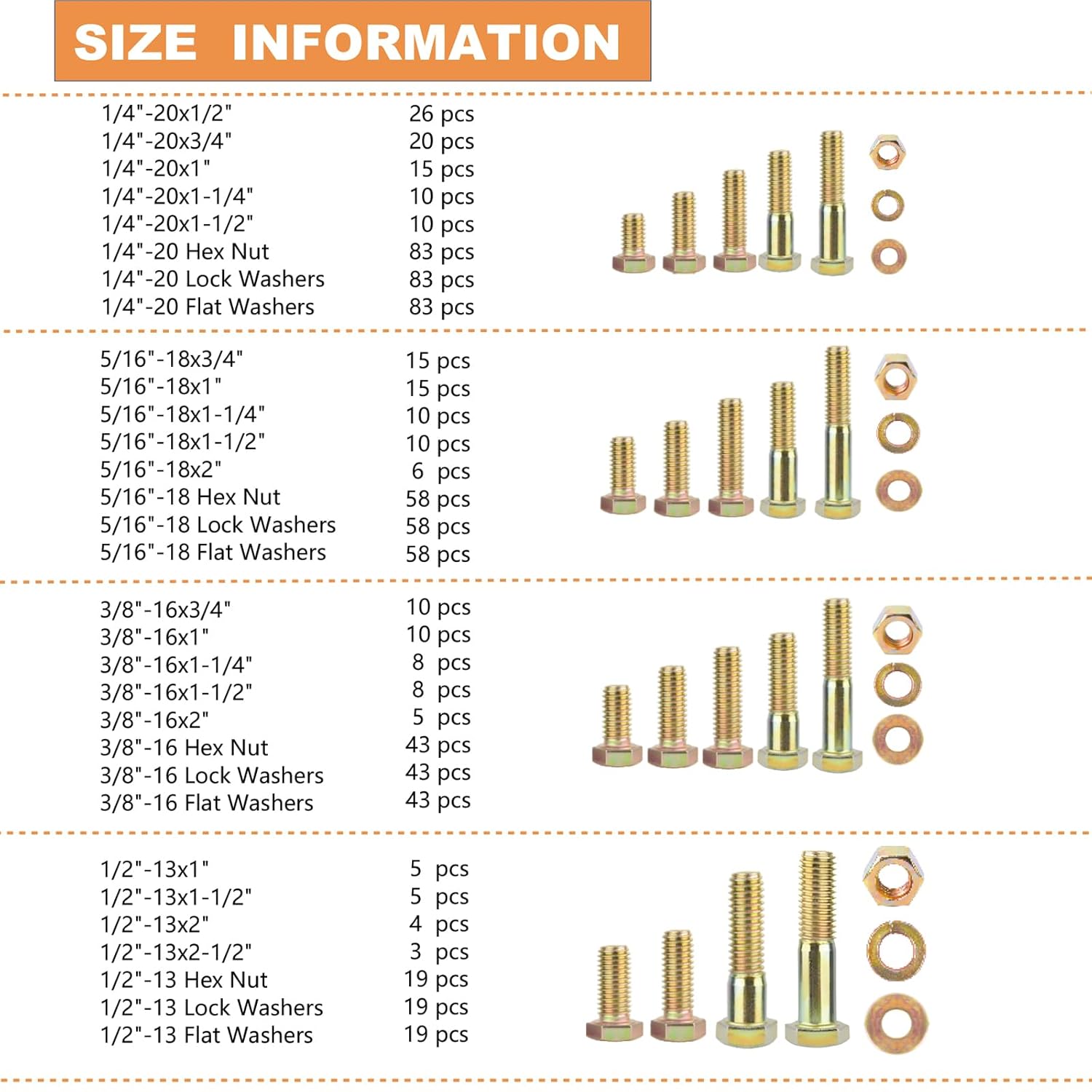 804PCS Grade 8 Nuts and Bolts Assortment Kit, 1/4-20, 5/16-18, 3/8-16, 1/2-13 Heavy Duty Hex SAE Bolts Nuts Washers Assortment Kit