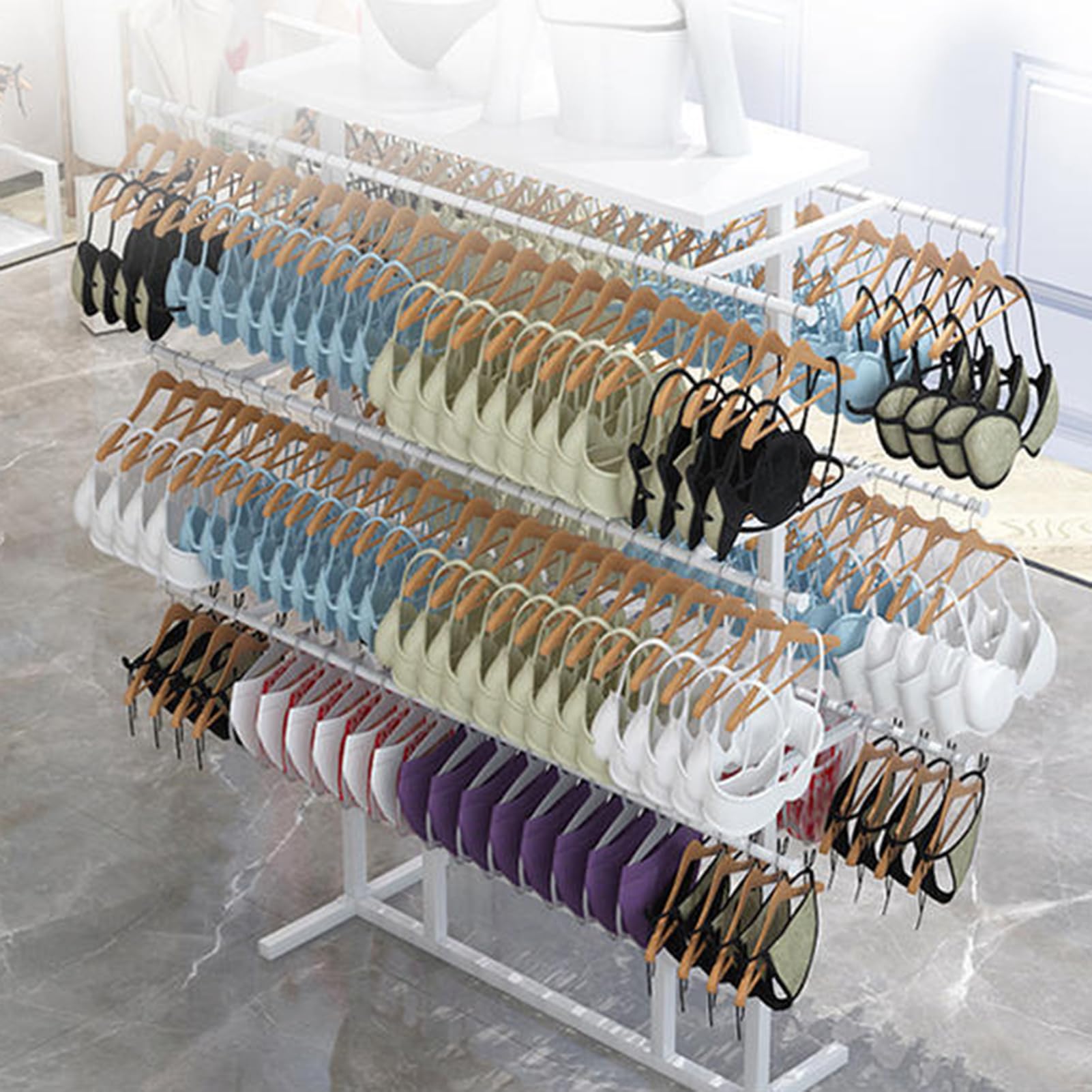 CENAP Underwear Display Stands, Freestanding Lingerie Garment Rack for Clothing Store/Boutiques/Retail Store, Metal Commercial Shelves for Socks Bra Panties Scarves Storage