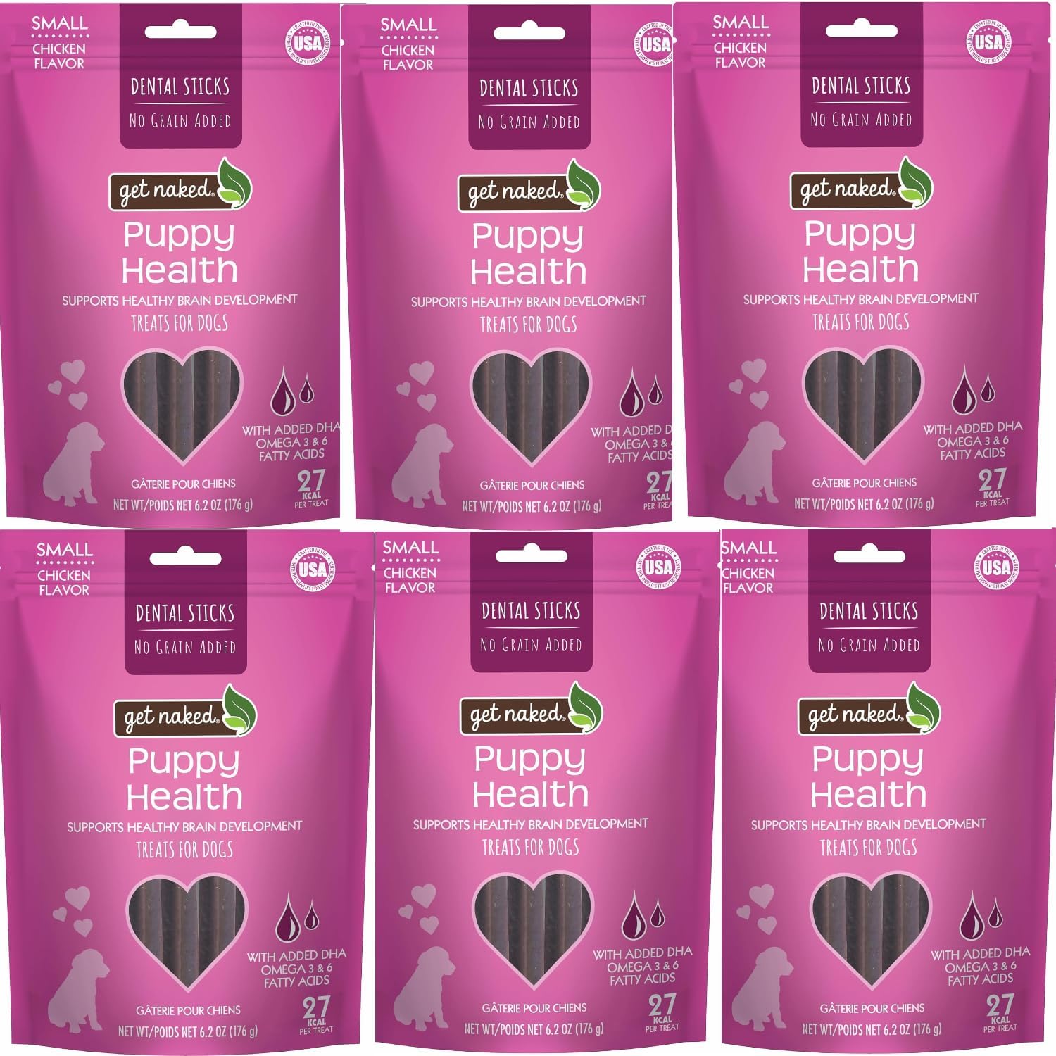 HDP N-Bone Get Naked Dental Chew Bundle Stick Puppy Health Size:Small/6.2-Ounce (Pack of 6)