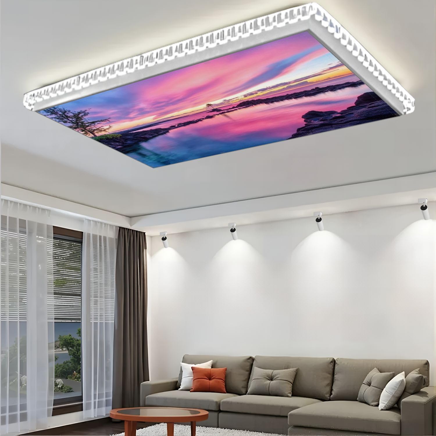 Fluorescent Light Covers for Ceiling Lights Pink Purple Sunset Kiholo Bay Hawaii Easy to Install Magnetic Light Filter for Classroom Office Hospitals School Home Decor