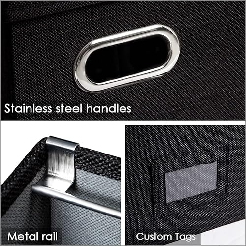 Miniatura 13 de PRANDOM Caja organizadora de archivos, juego de 4 carpetas plegables decorativas de lino para almacenamiento de archivos colgantes con tapas, Gris