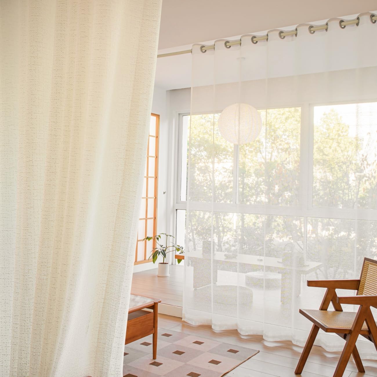 KVLDEC Sheer Curtain 1-Piece for Living Room Bedroom Hall Decration (Dot-C, W150 x L270 cm)- white