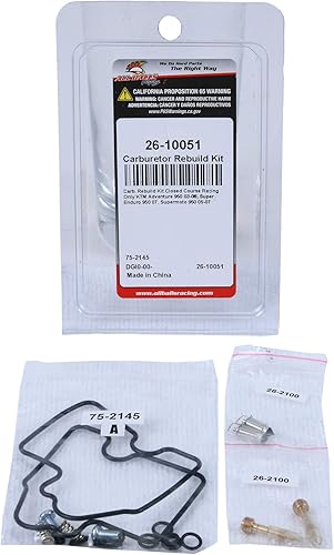 Miniatura 5 de All Balls Kit de reconstrucción de carburador Racing 26-10051 compatible con/repuesto para KTM Adventure 950 2003-2006, Super Enduro 950 R 2007,
