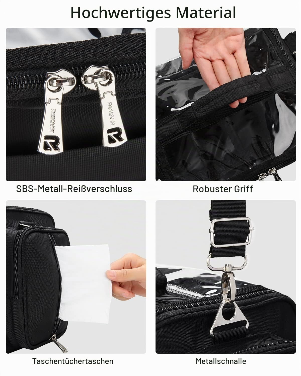 Relavel Black Make-up Pinsel Tasche - Extra Große Kapazität Reise Kosmetische Organizer mit Justierbaren Teilern für Professionelle Künstler