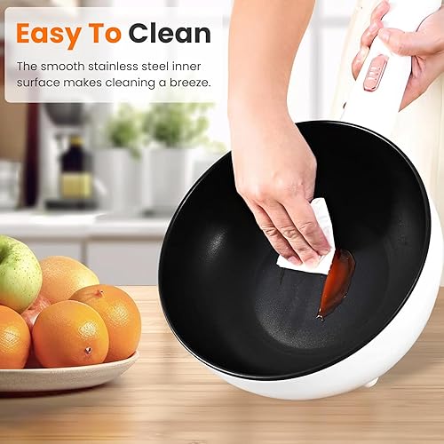 Miniatura 6 de Olla caliente eléctrica, sartén antiadherente portátil y vaporera, cocina rápida de fideos con mango largo duradero y espátula de vapor, control de