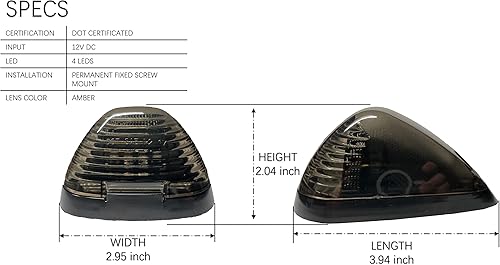 Miniatura 6 de Hante Luces LED ámbar para techo de cabina con lente ahumada, luces de marcador de cabina, accesorios de repuesto de luz de distancia superior, 5