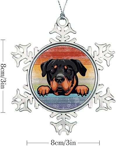 Miniatura 123 de Presa Canario Tree Decoration Ornament - Christmas Snowflake Ornament - Dog Lover Mom Gift Peeking Dog Snowflake Metal Ornaments for Xmas Tree LGBTQ