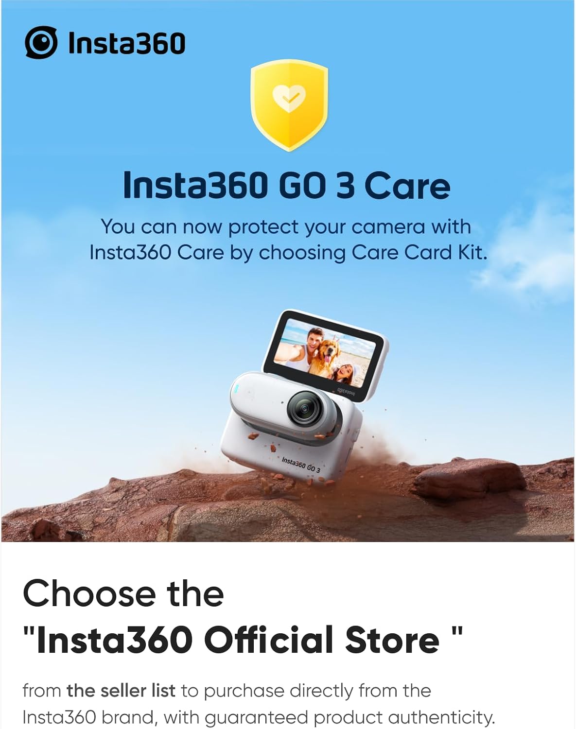 Insta360 GO3 128GB-Sticker Kit Small & Lightweight Action Camera, Portable and Versatile, Hands-Free POV, Mount Anywhere, Stabilization, Multifunctional Action Pod, Waterproof, for Travel, Sports