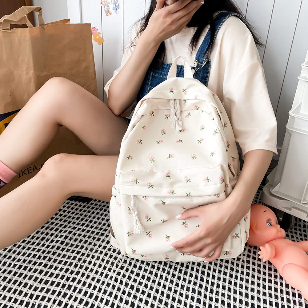 Modny plecak z nadrukiem kwiatowym, damski plecak podróżny z motywem kwiatowym, torba szkolna Preppy Bookbag, Little Flower, 12CM*7CM*7CM