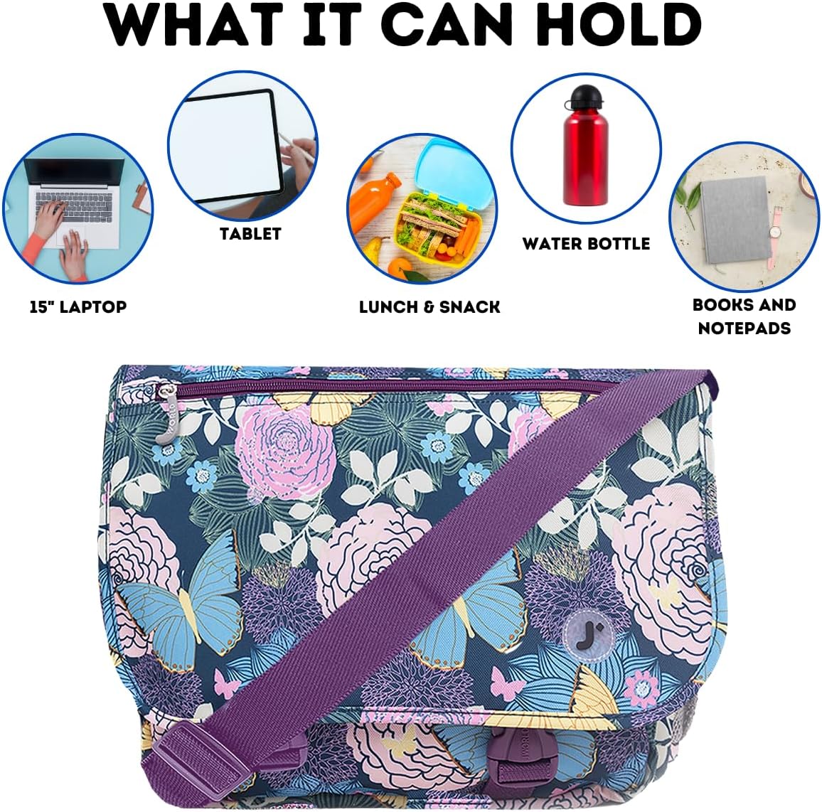 J World New York Terry Messenger Bag for Women Girls School Kids