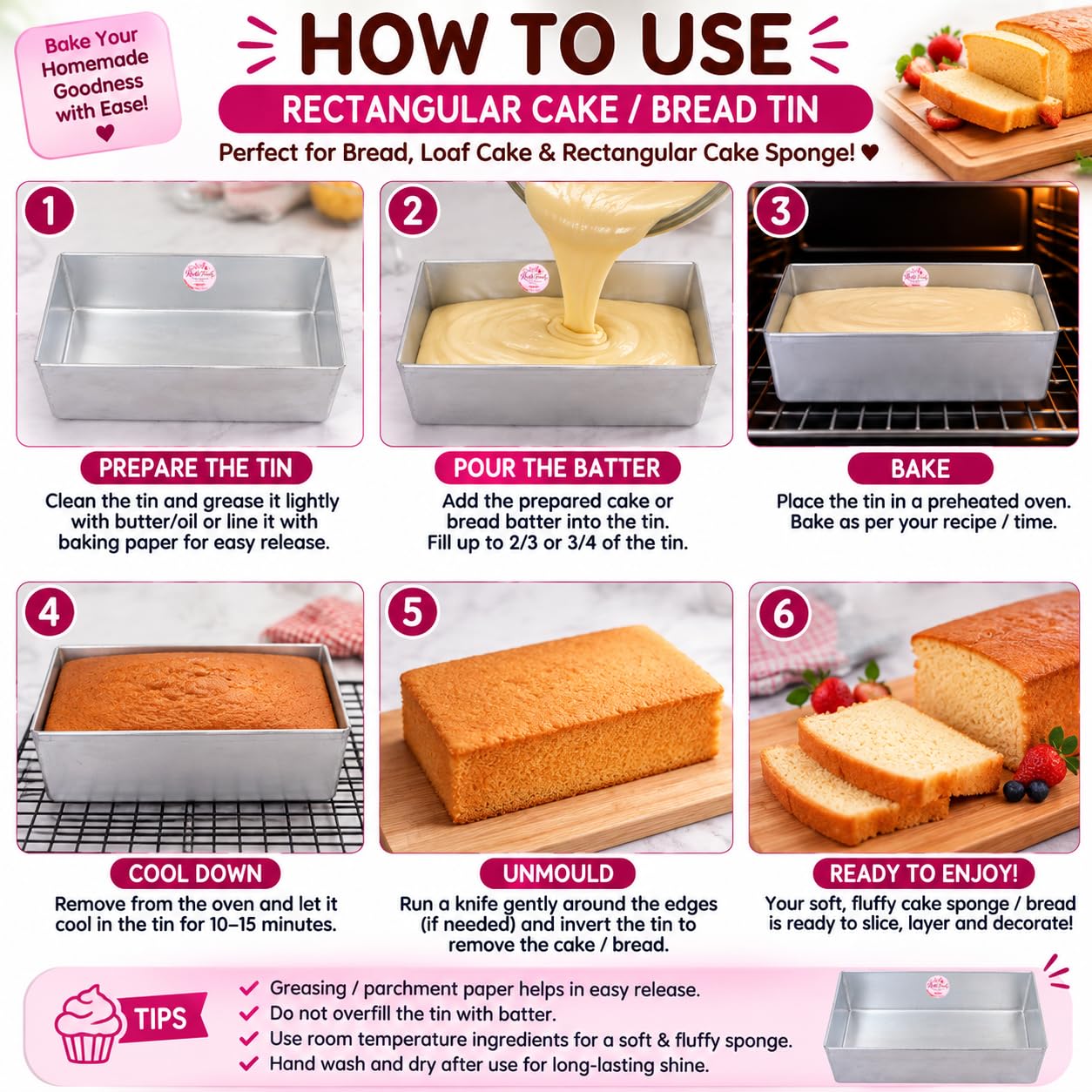 Aluminium Bread Mould Bread Tin Loaf Bread Tin - 9 inches - Big Siz — Amazon image 3