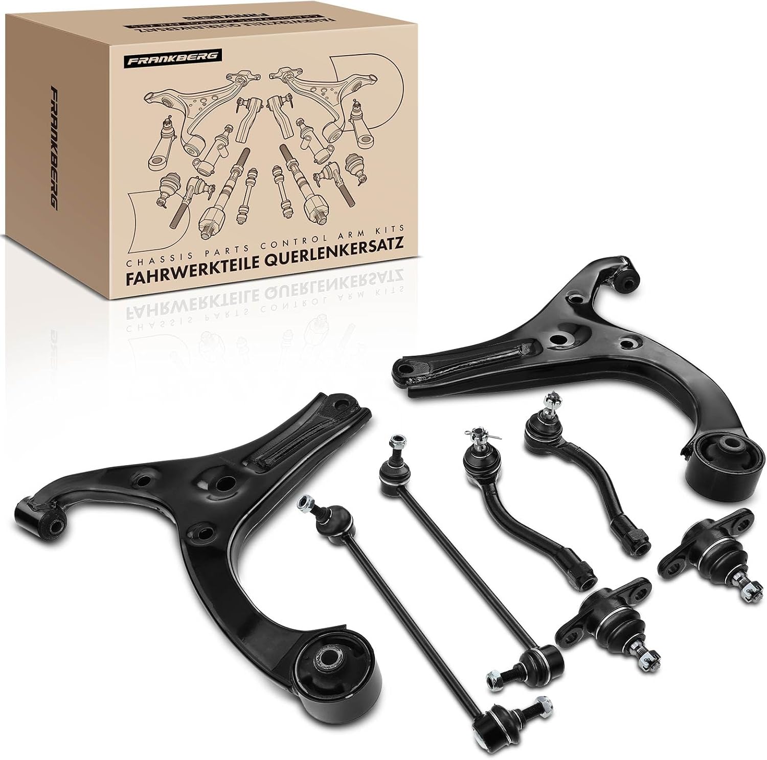 A-Premium Set of 8, Front Lower Control Arm, Sway Bar Link, Lower Ball Joint, Outer Tie Rod End, Compatible with Hyundai Accent 2006 2007 2008 2009 2010 2011 L4 1.6L