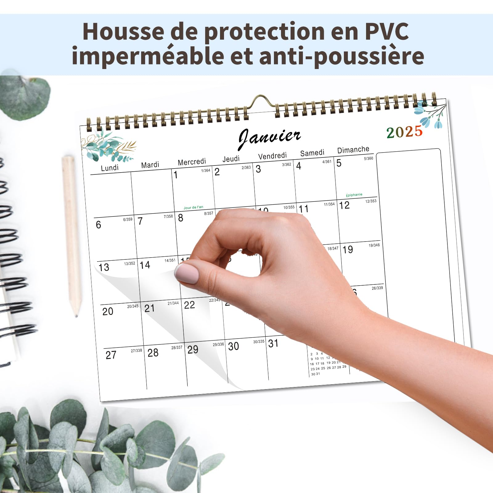 Calendrier Mural 2025 Familial Français - 40x30cm - Grand Organisateur Mensuel Janvier à Décembre