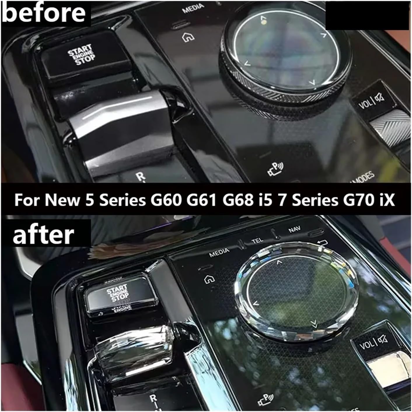 Crystal Gear Shift Knob Stick Handle Compatible for BMW G60 G68 G70 2024 2025 i5 i7 iX 5/7 Series G45 G48 i20(1PCS)