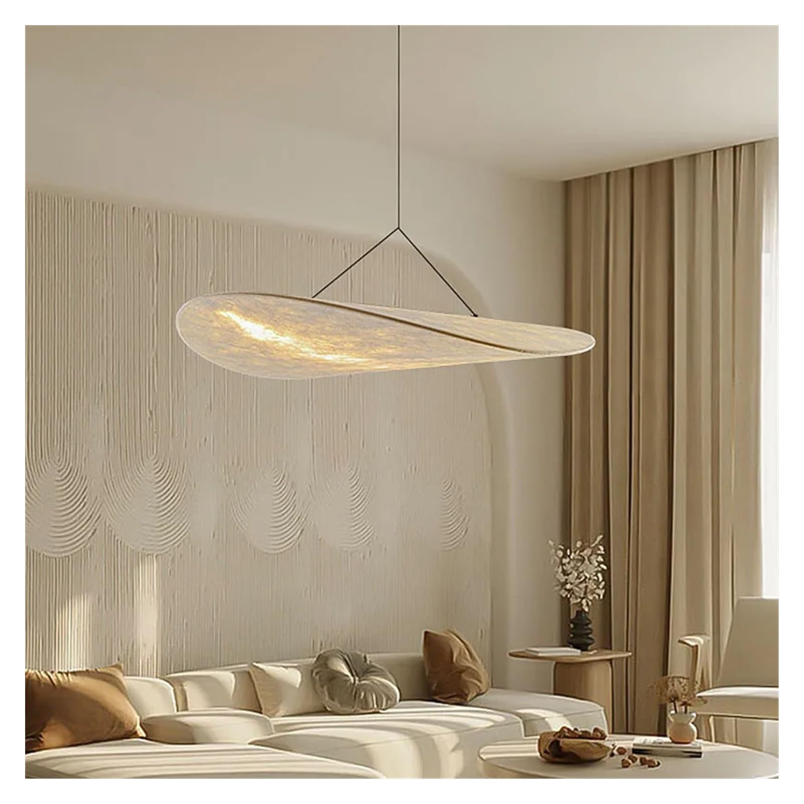 Lampe suspendue en soie wabi-sabi 50 cm, lustre style japonais retro salon et chambre