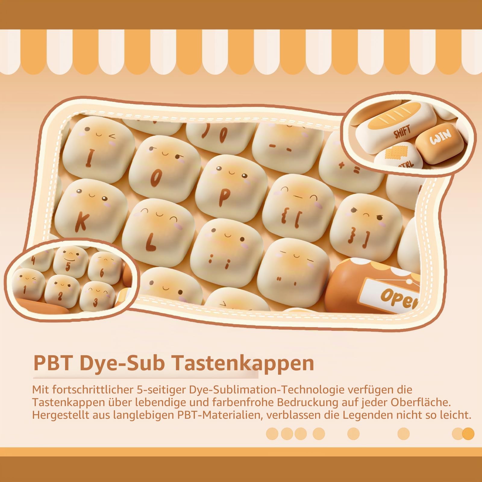 Akko PBT-Tastenkappen-Set, Bun Wonderland, MOG-Profil, 138 Tasten, Tastenkappen für mechanische Tastaturen